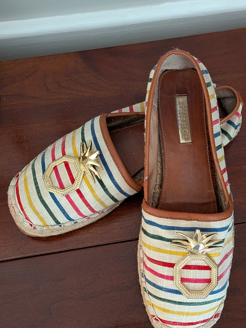 Louise et Cie 7.5 Multi-Stripe Pineapple Espadrille Slip-Ons - Multi